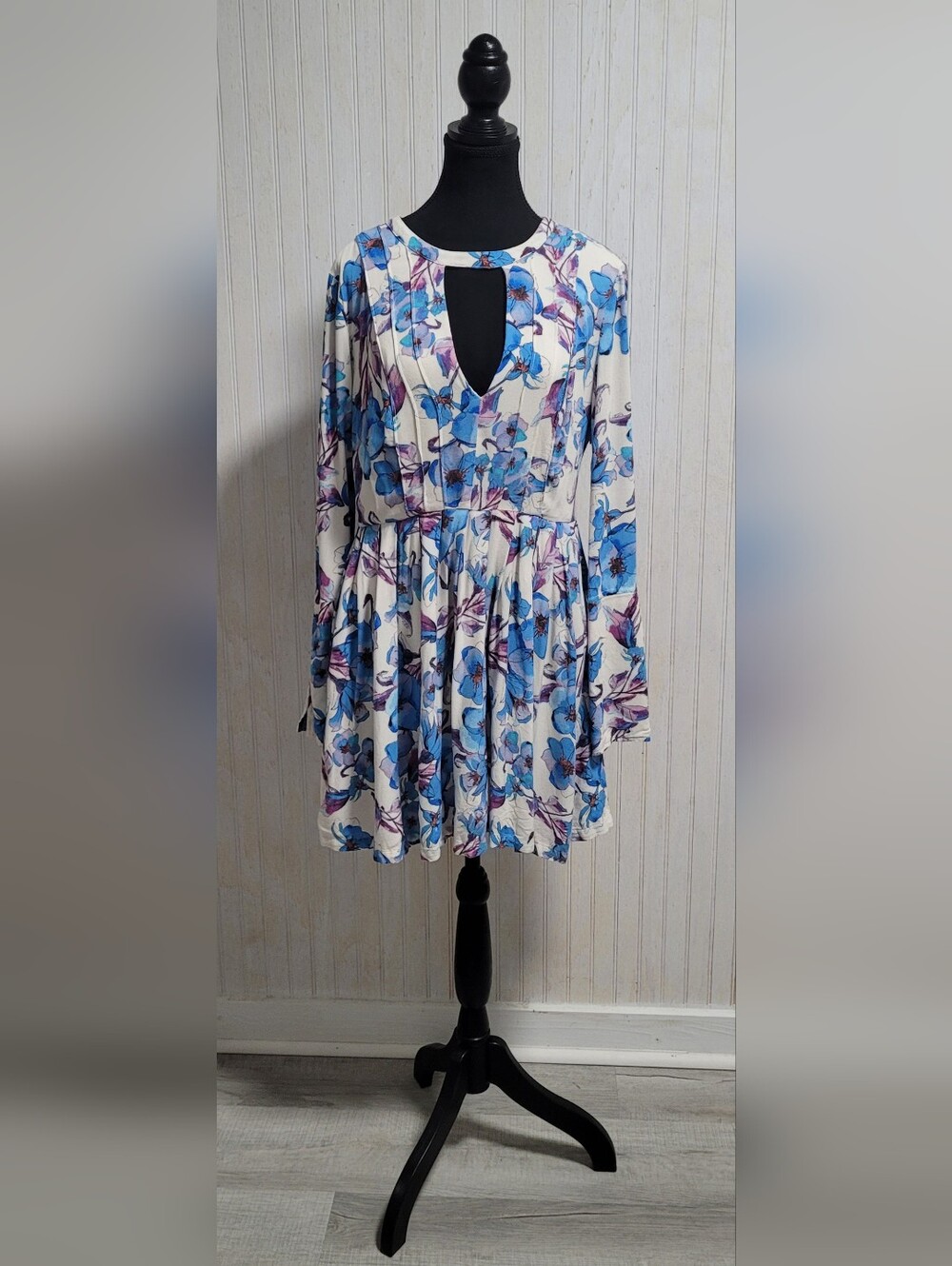 Free People Tegan Cutout Floral Slit Flare Sleeve Mini Dress Size 10